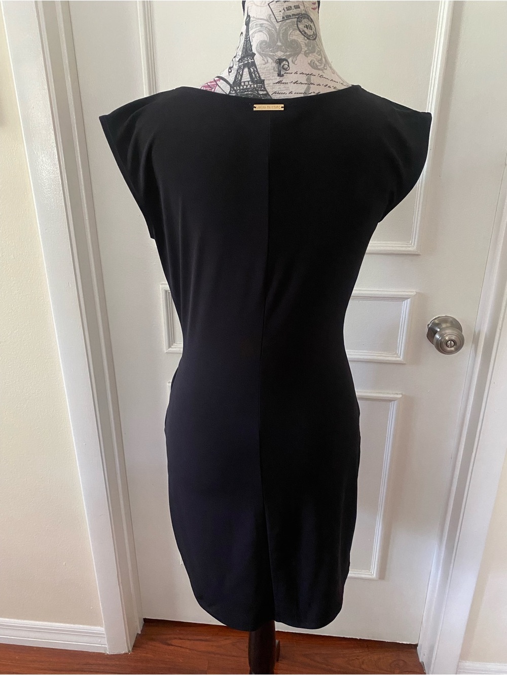 Michael Kors Black Cowl Neck Ruched Knot Sheath Dress XS - Picture 5 of 11